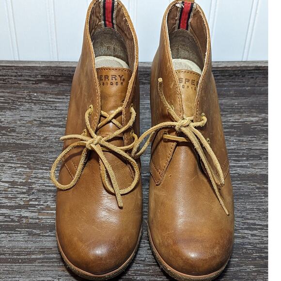 Sperry Women's Brown Top Sider Wedge Lace Up Bootie 9M - Picture 2 of 6